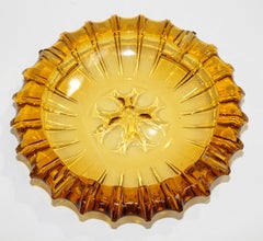 Vintage Moroccan Hazel Atlas Round Amber Glass Cigar Ashtray