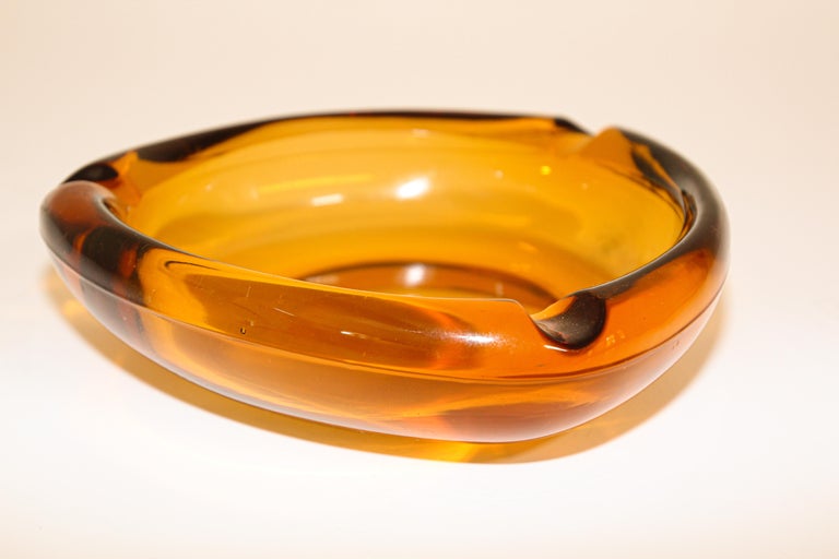 Vintage Moroccan Hazel Atlas Triangle Amber Glass Ashtray at 1stDibs