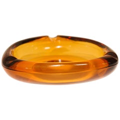 Vintage Moroccan Hazel Atlas Triangle Amber Glass Ashtray