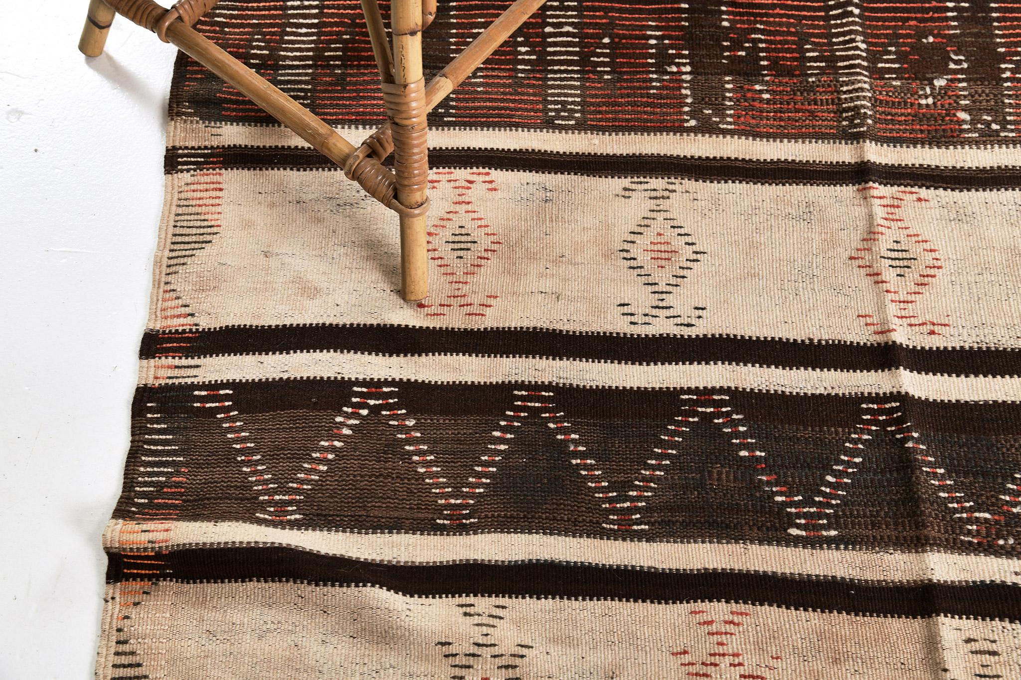 Wool Vintage Moroccan High Atlas Berber Tribe Kilim For Sale