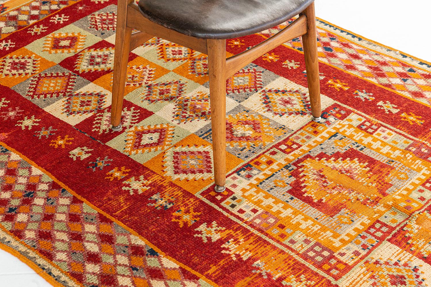 Wool Vintage Moroccan High Atlas Tribe Rug For Sale