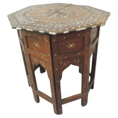 Vintage Moroccan Inlaid Top Folding Side Table