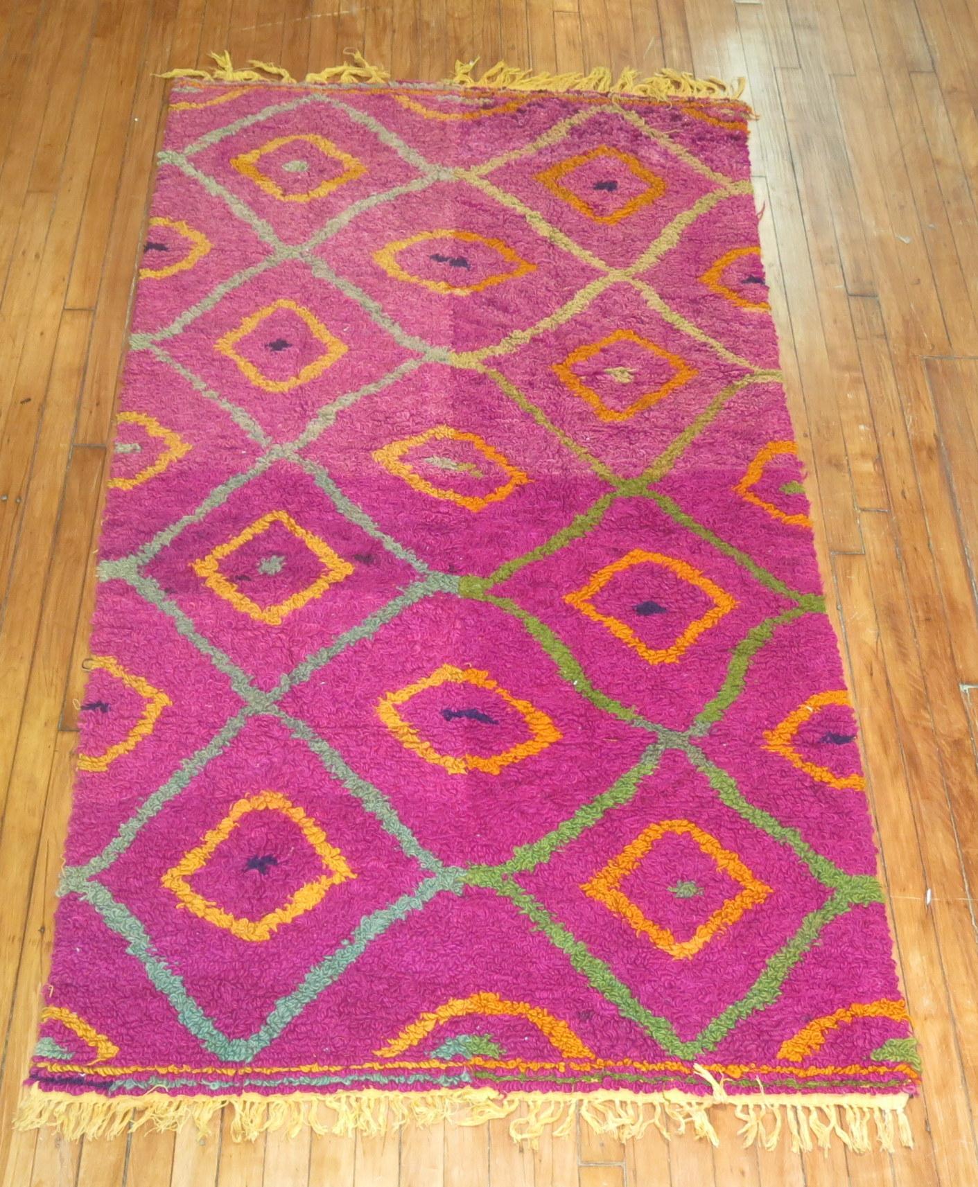 Mid-Century Modern Vintage Moroccan Inspired Rug For Sale