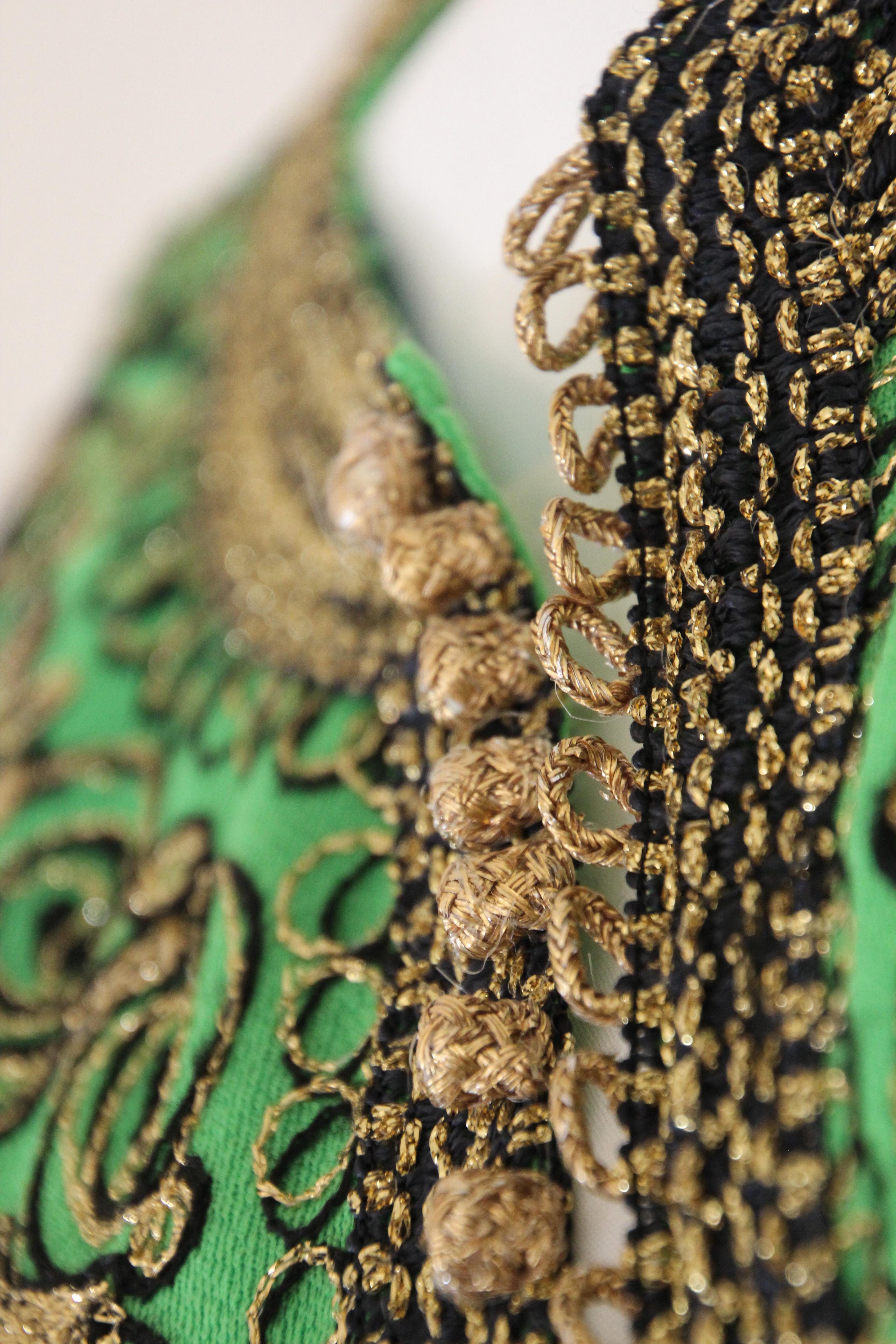 Vintage Kaftan marroquí Maxi Vestido verde circa 1970 Talla L en venta 7