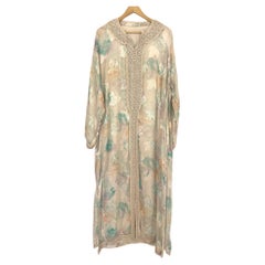 Vintage Moroccan Kaftan in Turquoise and Gold Floral Cheer Fabric