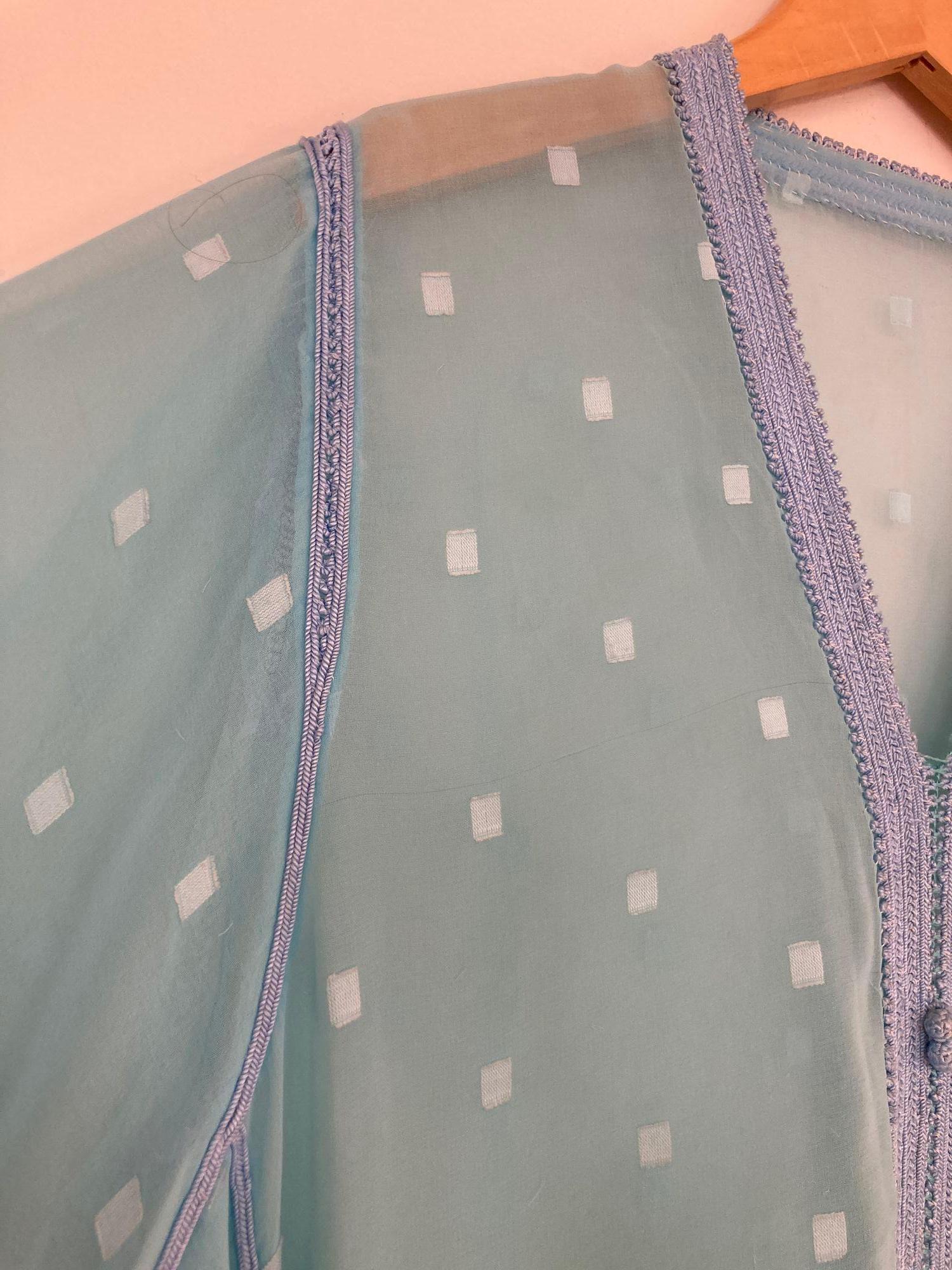 Vintage Moroccan Kaftan in Turquoise Cheer Fabric For Sale 1