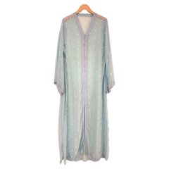Caftan marocain vintage en tissu cachemire turquoise