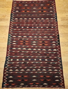 Vintage Moroccan Kilim Rug, Handwoven Wool, Geometric Design, 4' x 6'