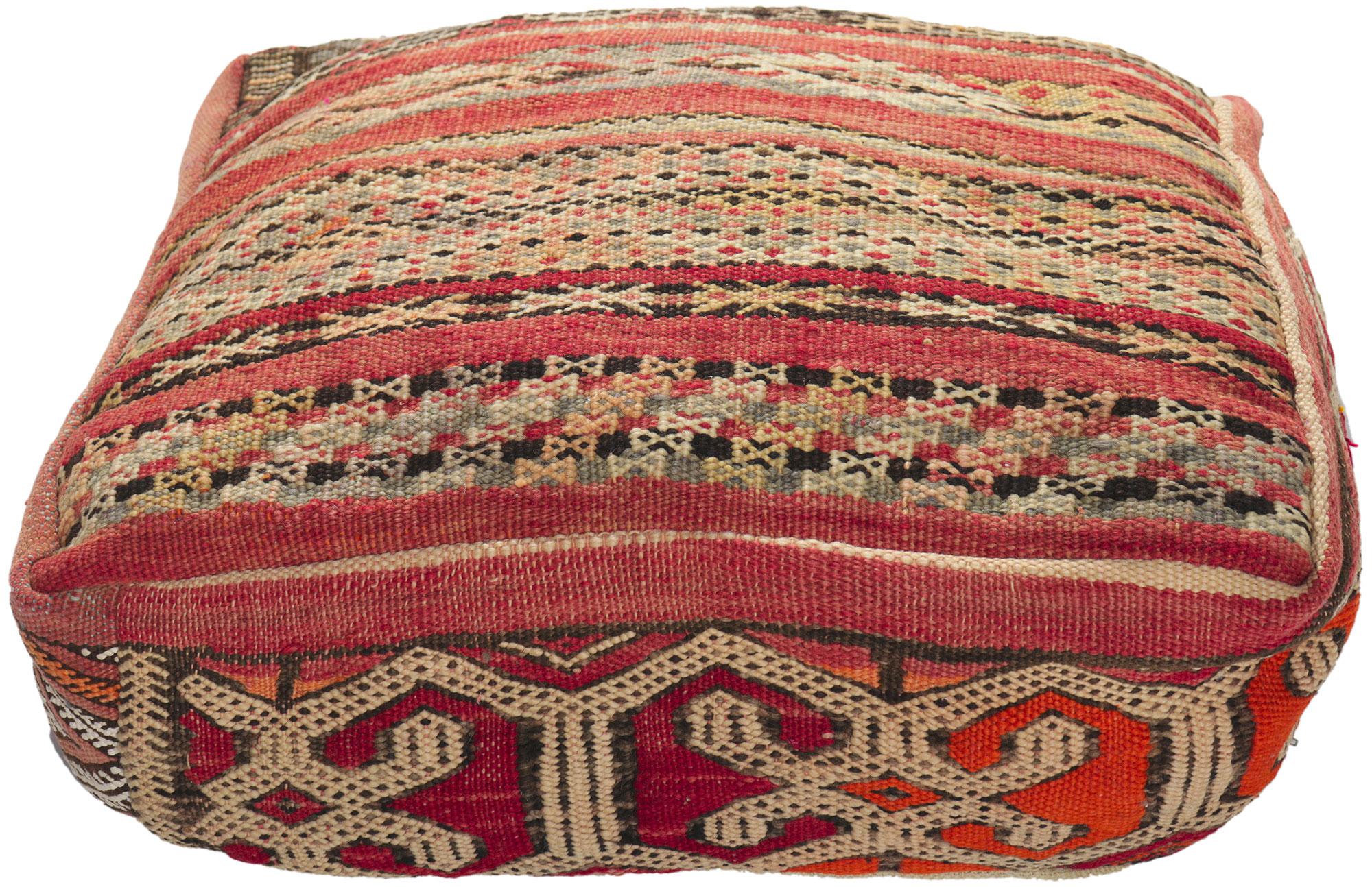 Tribal Vintage Moroccan Kilim Pouf Ottoman