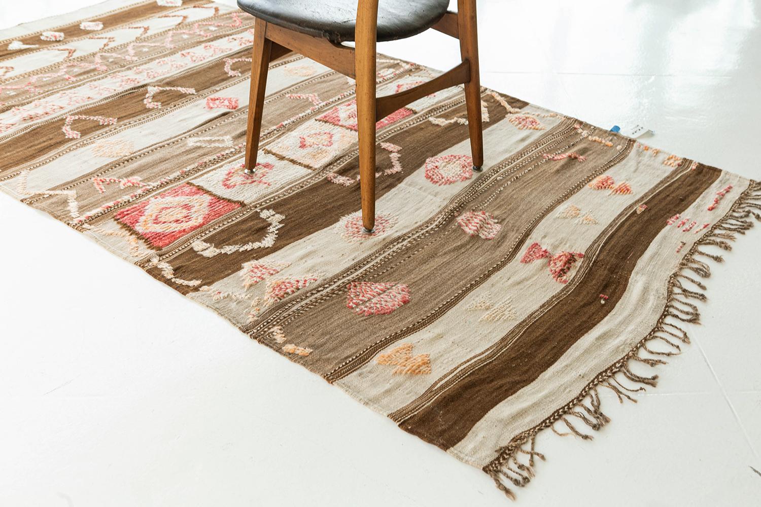 Hand-Knotted Vintage Moroccan Kilim Rug For Sale