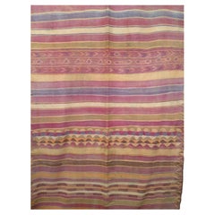 Vintage Moroccan Kilim Rug, Hand-Woven Wool Pile, Southwestern Colors, 6' x 14'