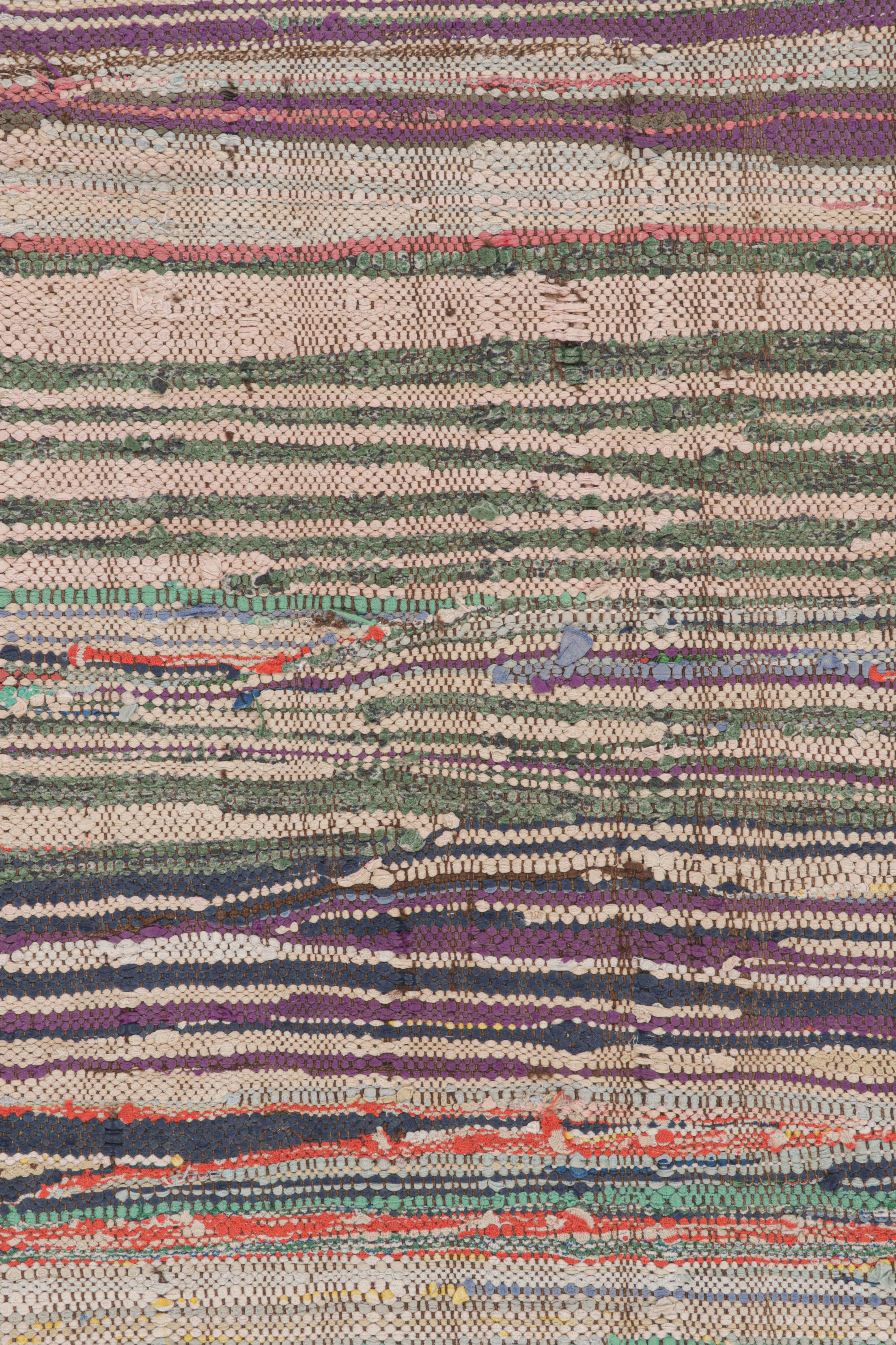 Marocchino Tappeto Kilim marocchino vintage a strisce policrome, da Rug & Kilim in vendita