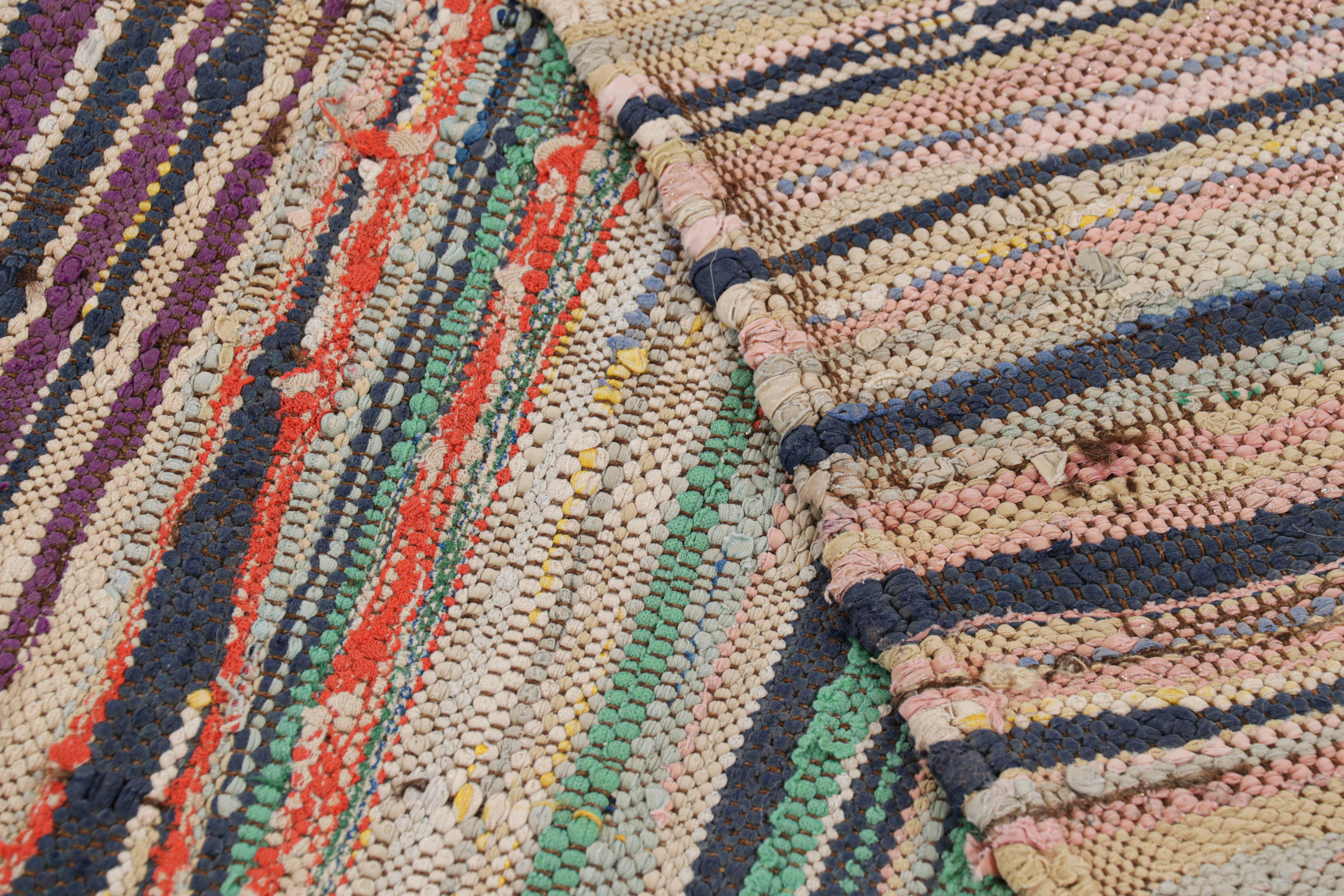 Lana Tappeto Kilim marocchino vintage a strisce policrome, da Rug & Kilim in vendita