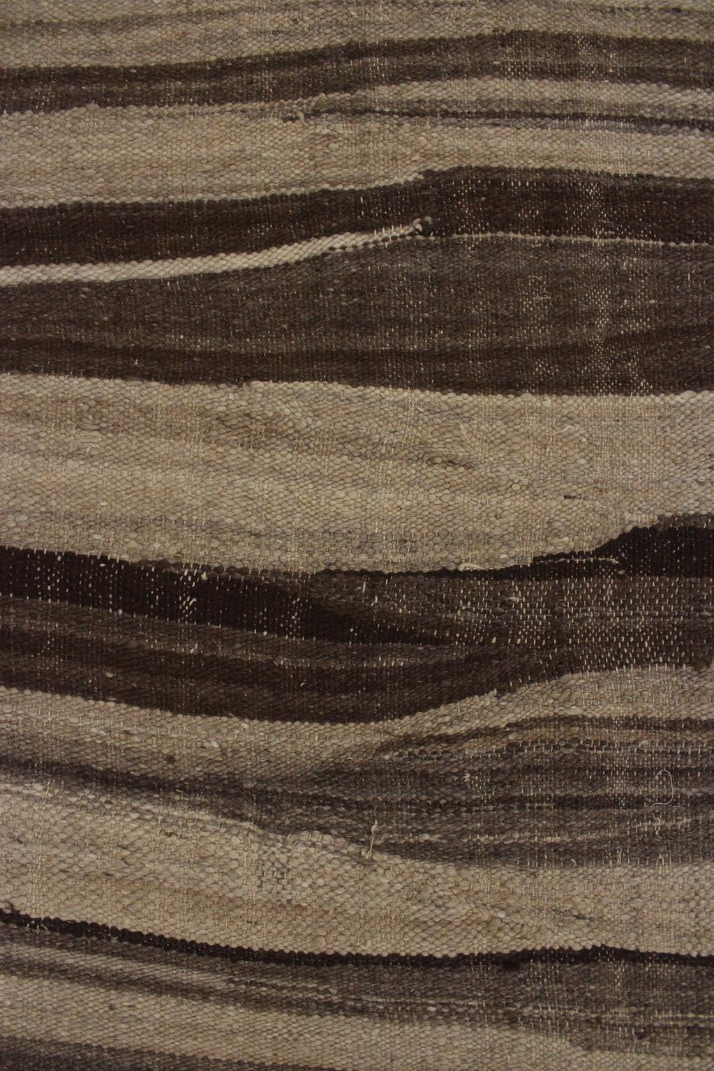 Vintage Moroccan Kilim rug - Stripes in beige+brown - 4.6x14.4feet / 142x440cm For Sale 4