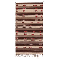 Vintage Moroccan Kilim Rug with Beige-Brown Stripes, from Rug & Kilim