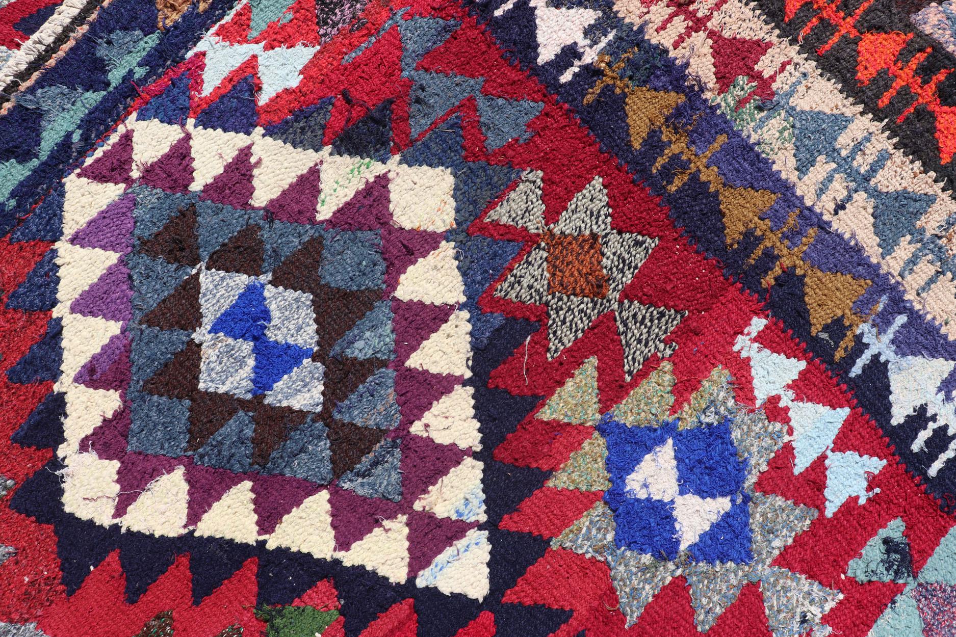 Rug & Kilim marocchino vintage con audaci diamanti geometrici in rosso e blu, 9'1 X 16'0 in vendita 9