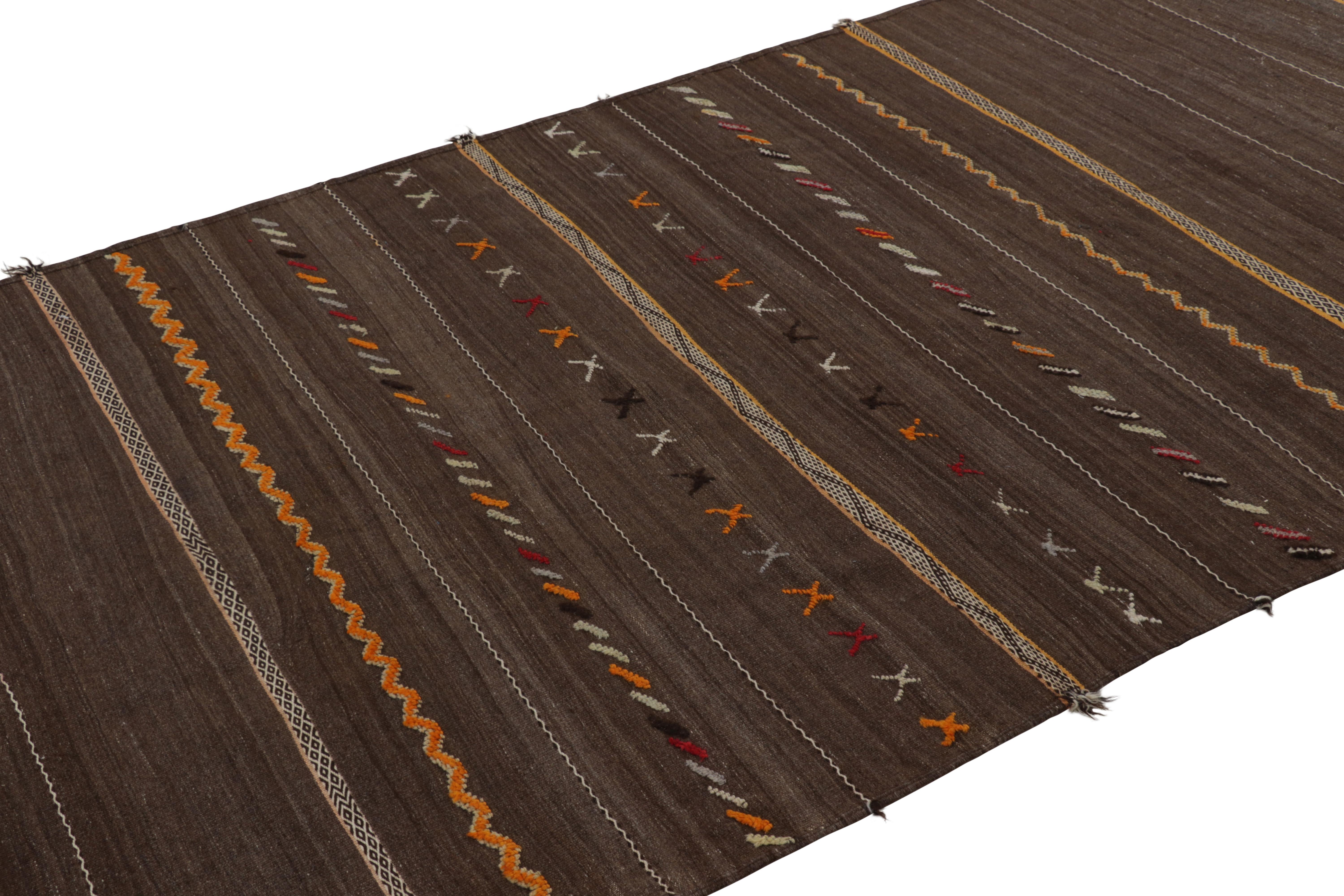 Made with handwoven wool and originating from Morocco circa 1950-1960, this 5x10 vintage Moroccan kilim and runner rug is an extremely rare piece like so few of its provenance. 

On the Design: 

Admirers of the craft will note what an exceptional