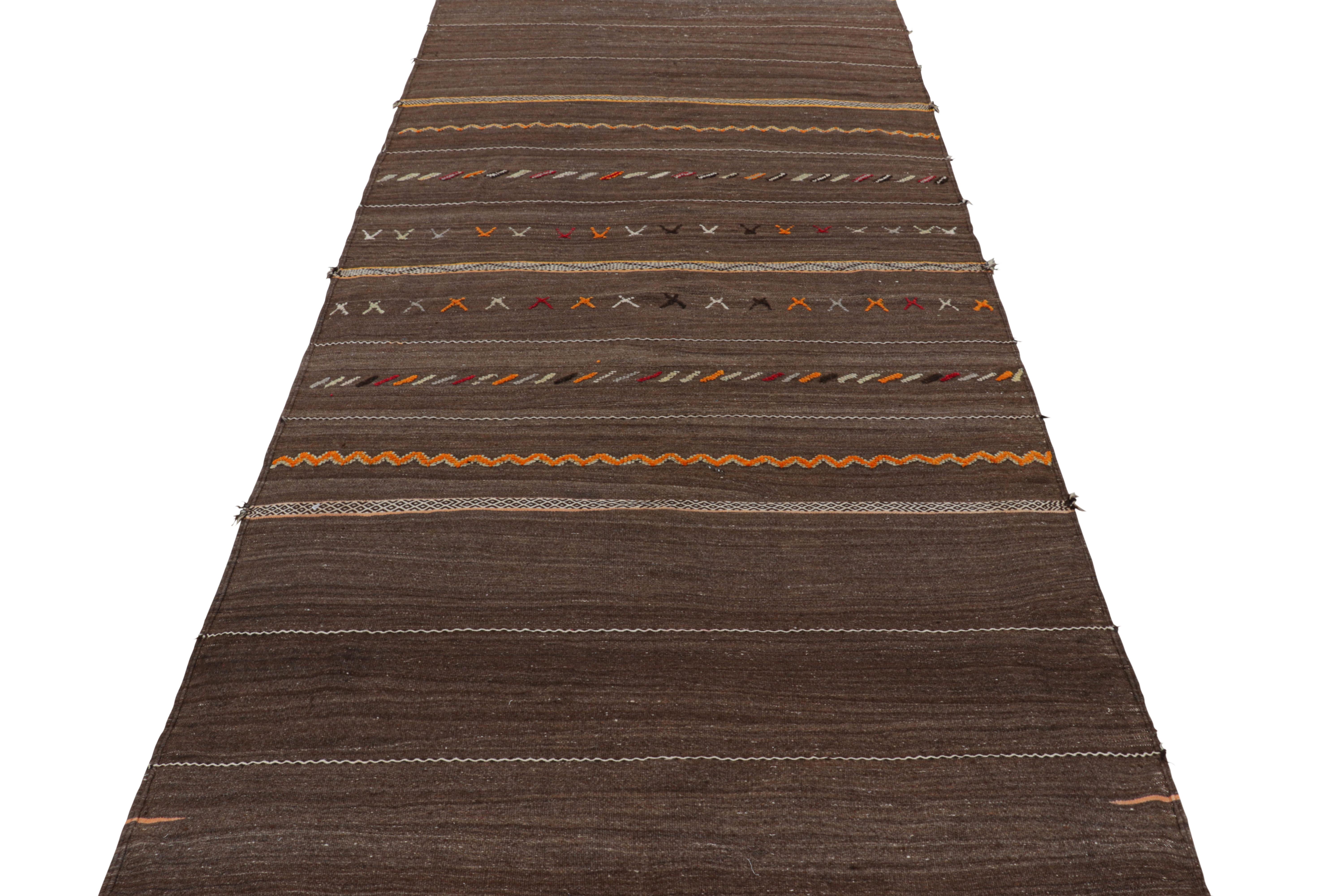 Vintage Moroccan Kilim Runner in Brown with Geometric Stripes from Rug & Kilim In Good Condition For Sale In Long Island City, NY