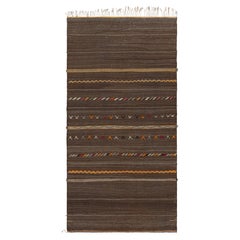 Vintage Moroccan Kilim Runner in Brown with Geometric Stripes from Rug & Kilim