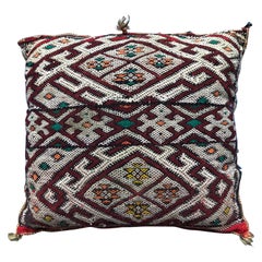 Vintage Moroccan Kilim Throw Pillow Handwoven Wool Square Berber Tribal Boho