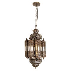 Vintage Moroccan Lantern Mamounia Clear Glass Hand-Crafted Ceiling Light Fixture