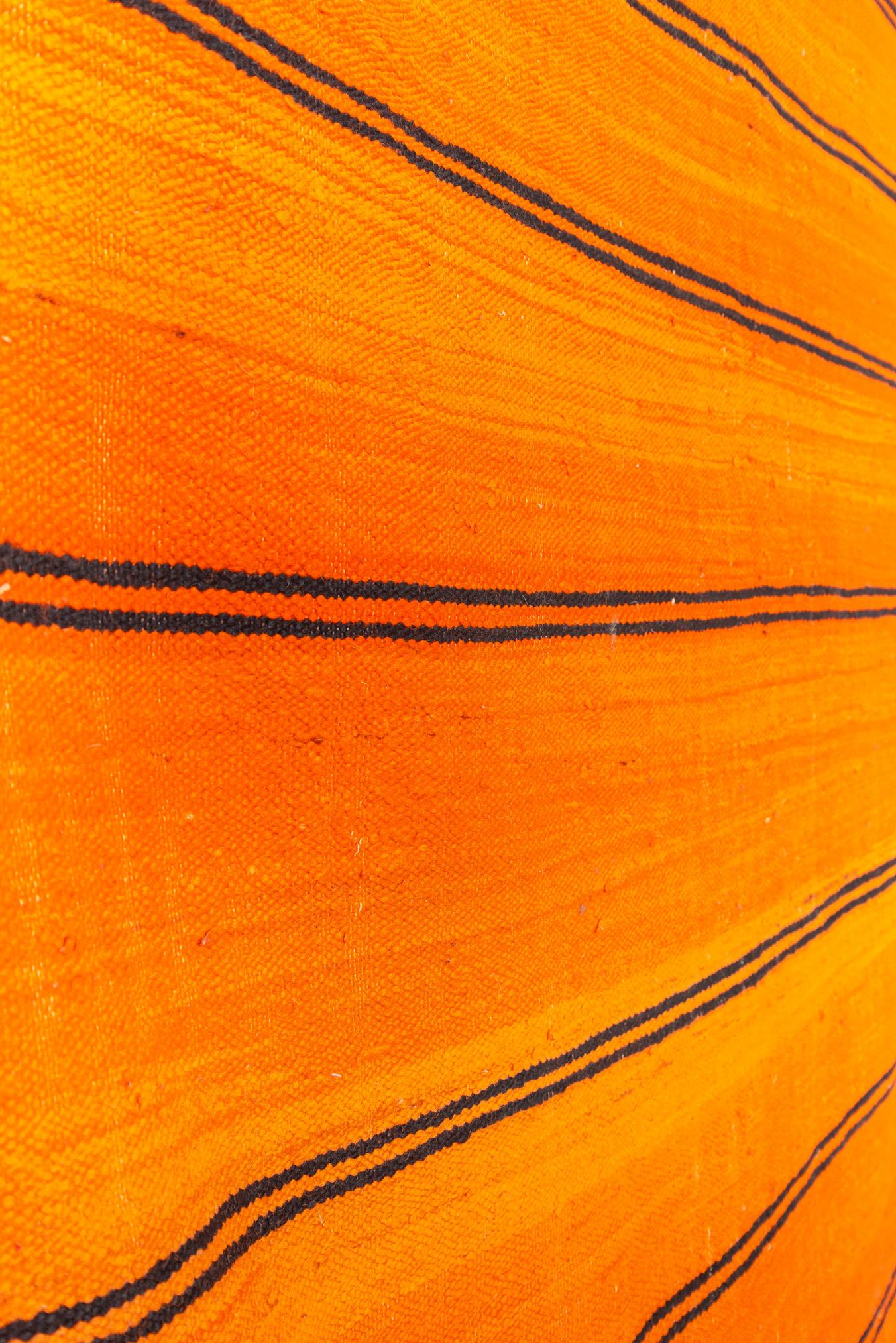 Vintage Moroccan Large Orange Wool Kilim Floor Rug For Sale 2