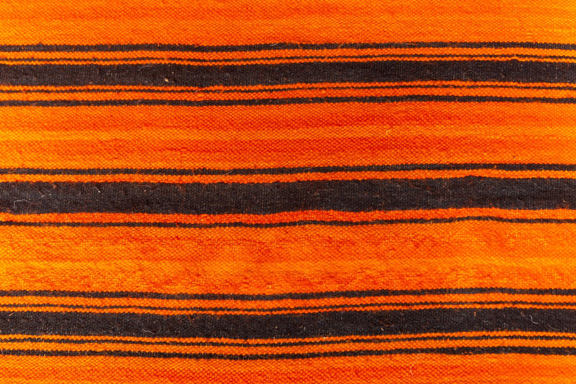 Vintage Moroccan Large Orange Wool Kilim Floor Rug For Sale 4