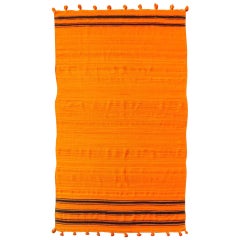 Vintage Moroccan Large Orange Wool Kilim Floor Rug