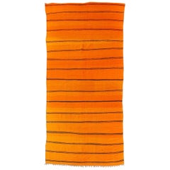 Vintage Moroccan Large Orange Wool Kilim Floor Rug