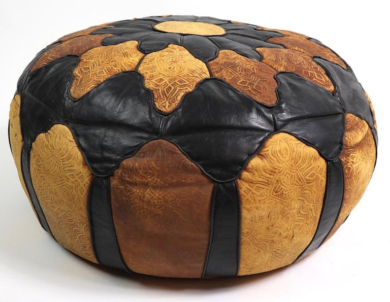 Vintage Moroccan Leather and Suede Ottoman Footrest Pouf at 1stDibs vintage moroccan leather
