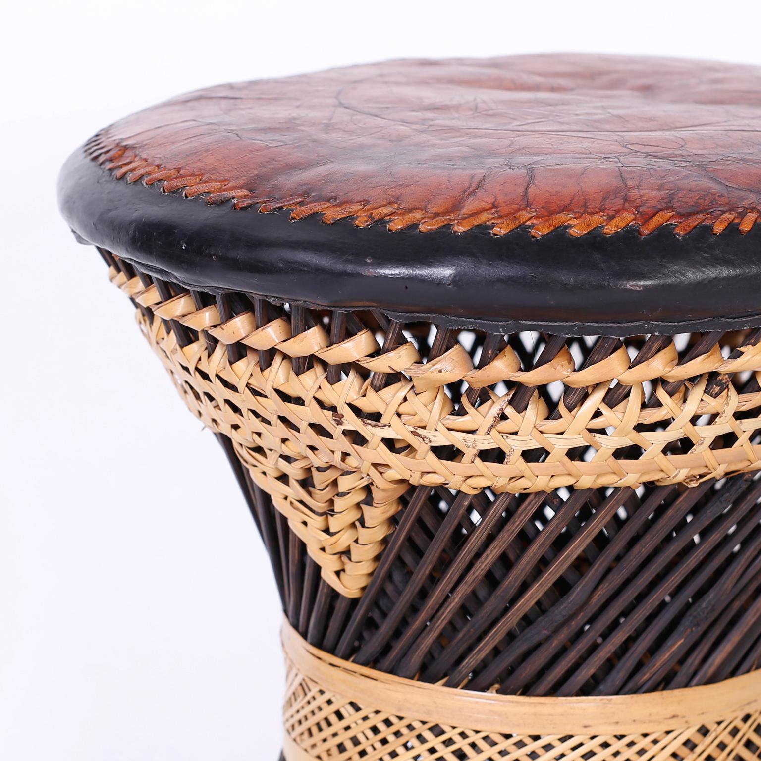 Moorish Vintage Moroccan Leather Stool