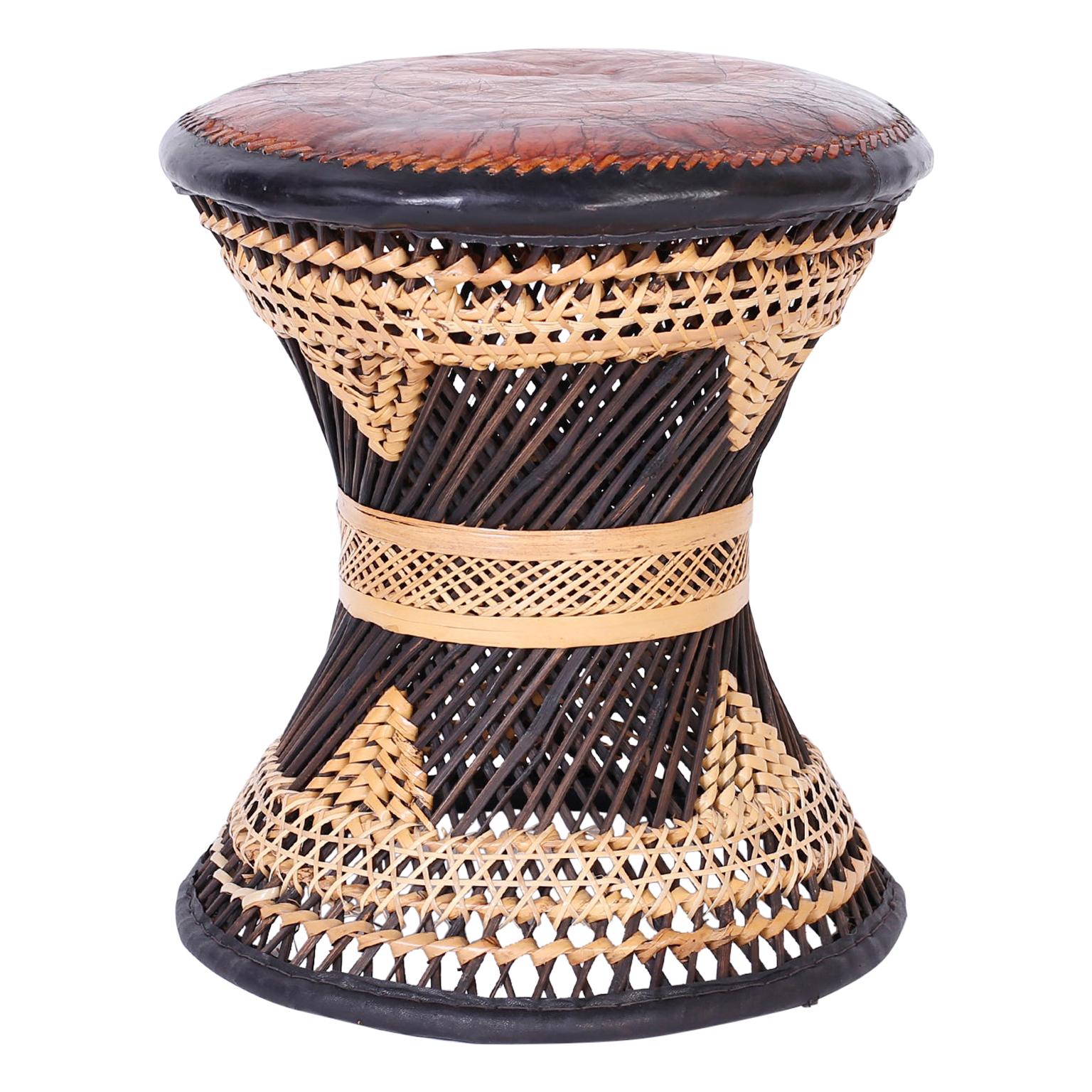 Vintage Moroccan Leather Stool