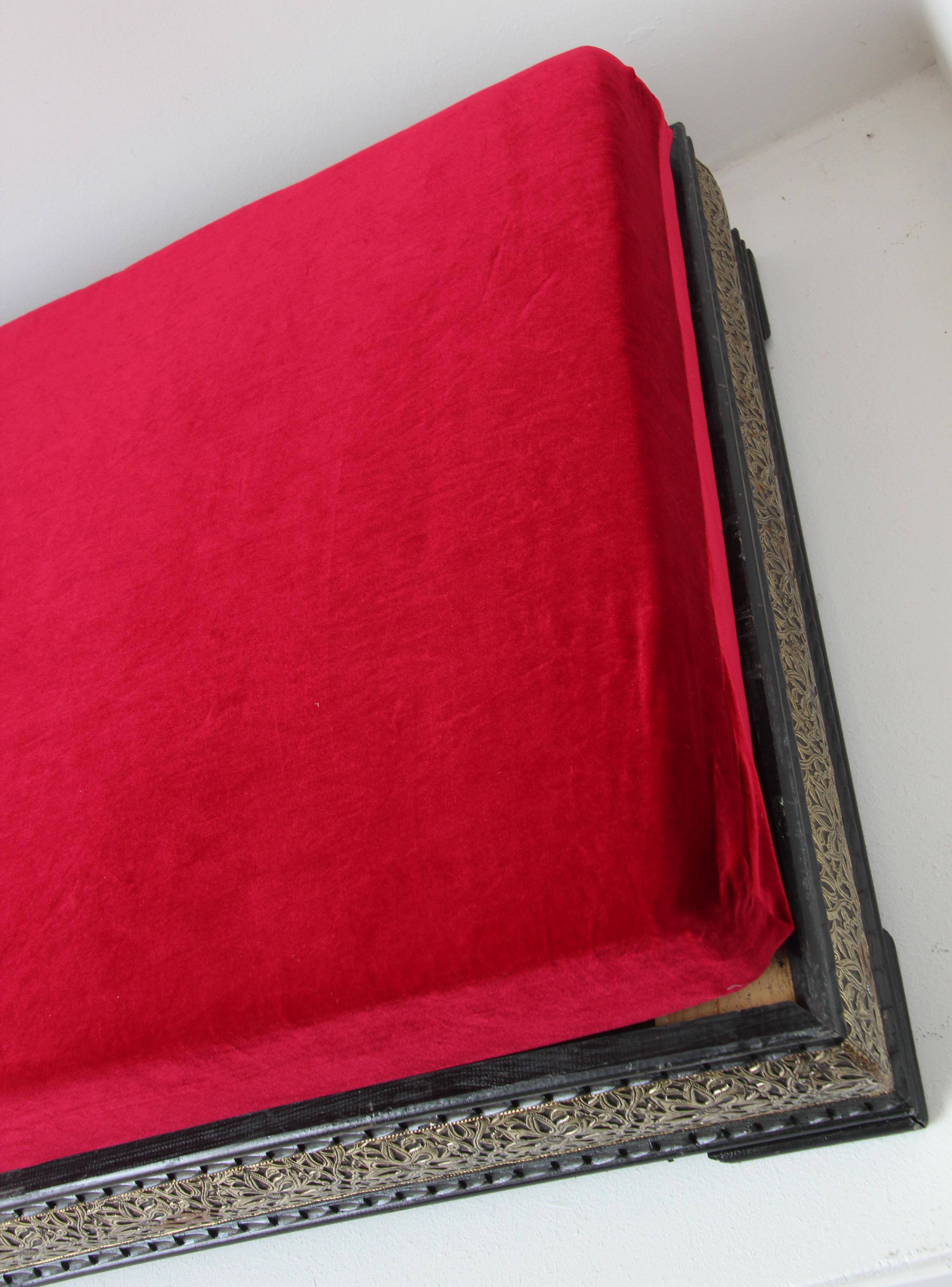 20th Century Vintage Moroccan Low Day Bed with Red Cushion