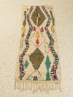 Vintage Moroccan Marmousha Berber Rug Middle Atlas Mountains Beige Green Red