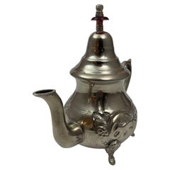 Vintage Moroccan Silver Plated Tea Pot, Handcrafted Islamic Style