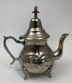 Vintage Moroccan Metal Silver Plated Tea Pot