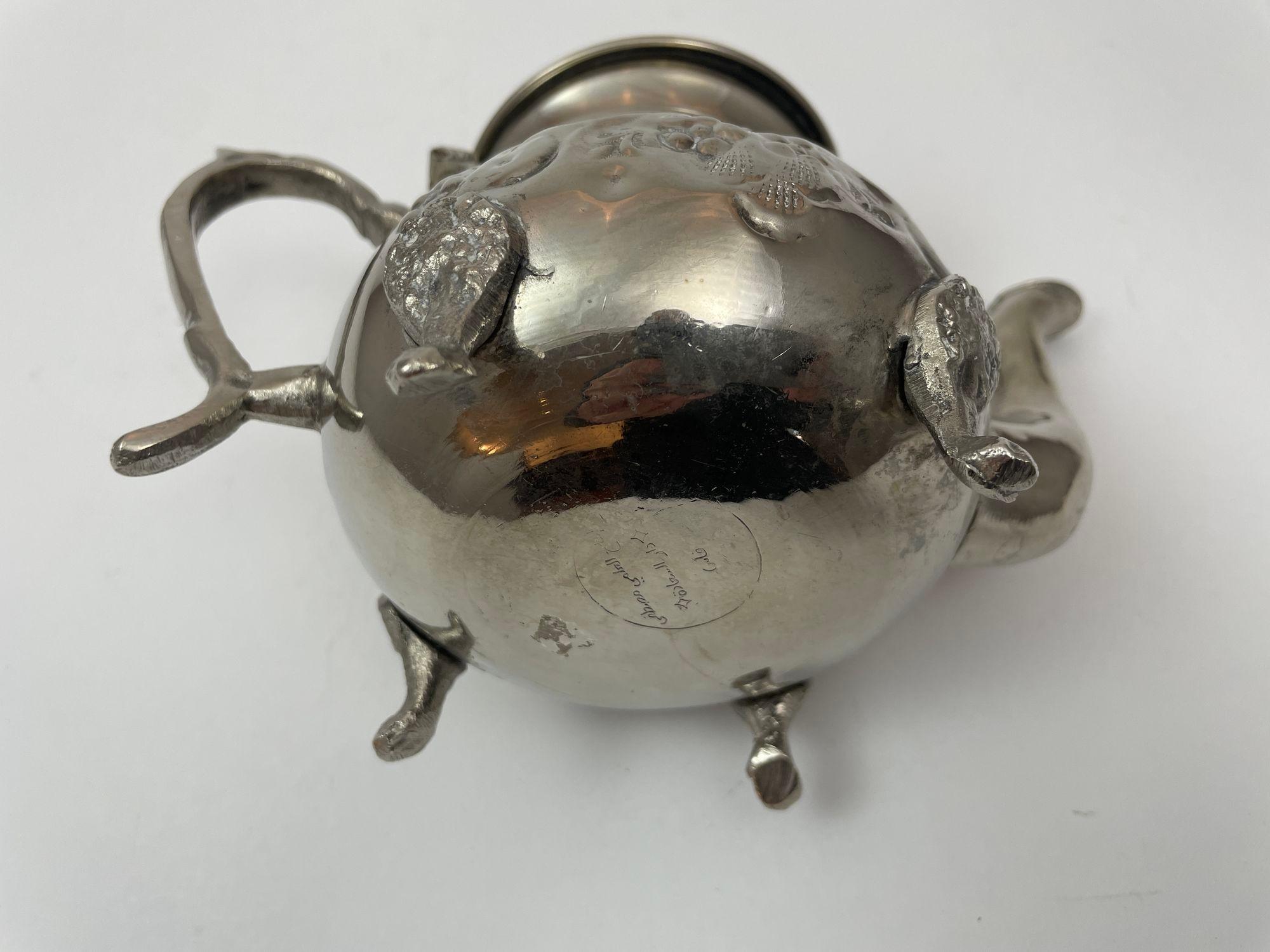 Vintage Moroccan Metal Silver Plated Tea Pot For Sale 3