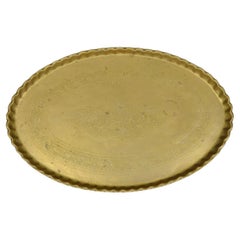 Vintage Moroccan Middle Eastern Solid Brass Large Oval Engraved 35" Tray Top