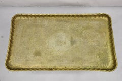 Vintage Moroccan Middle Eastern Solid Brass Rectangular Engraved 38" Tray Top