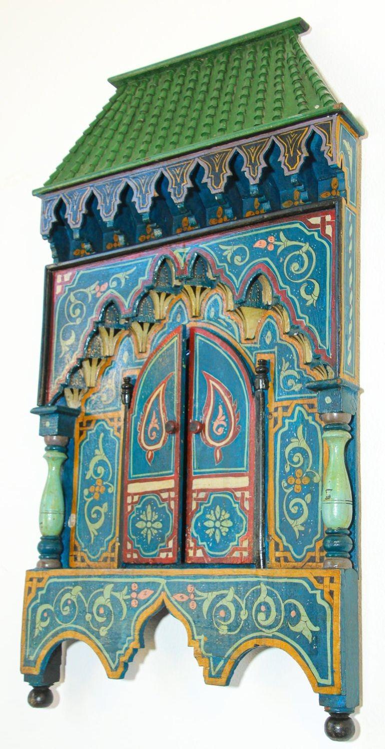 Marocain Miroir marocain vintage en forme de fenêtre mauresque