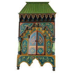 Miroir marocain vintage en forme de fenêtre mauresque
