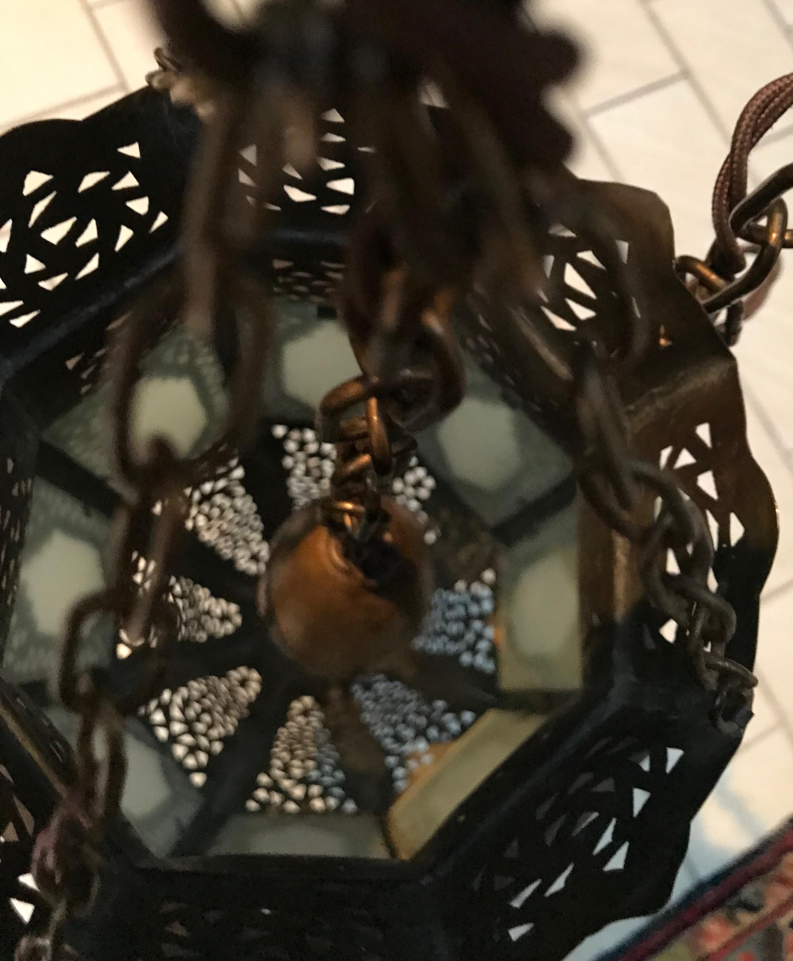 Vintage Moroccan Moorish Brass Lantern from Fez For Sale 4