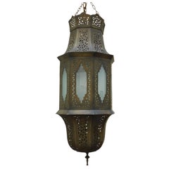 Antique Moroccan Moorish Brass Lantern from Fez