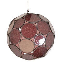 Vintage Moroccan Moorish Lavender Glass Lantern or Orb Pendant