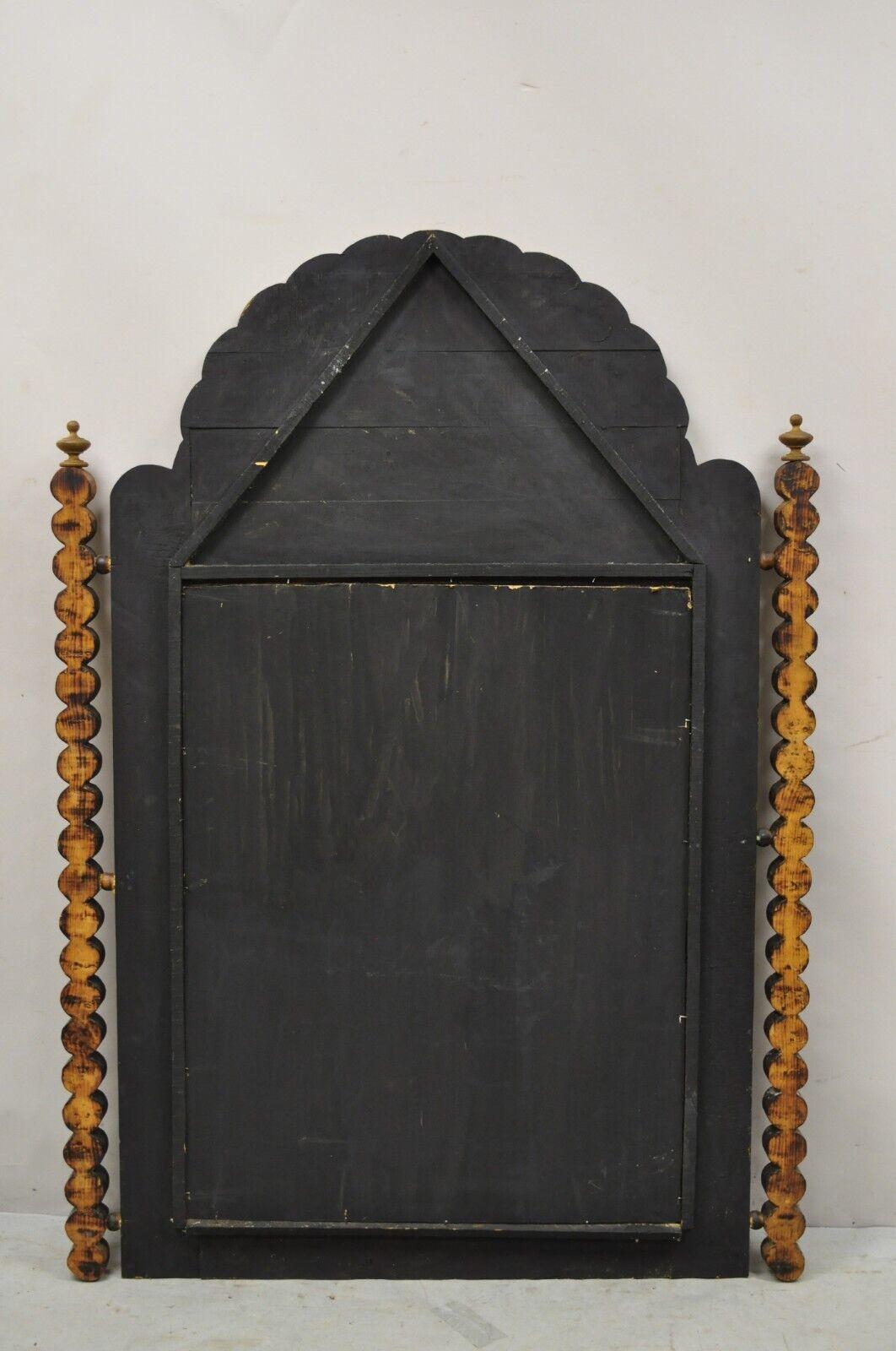 Vintage Moroccan Moorish Style Carved Wood Mirror with Jewel Accents 4