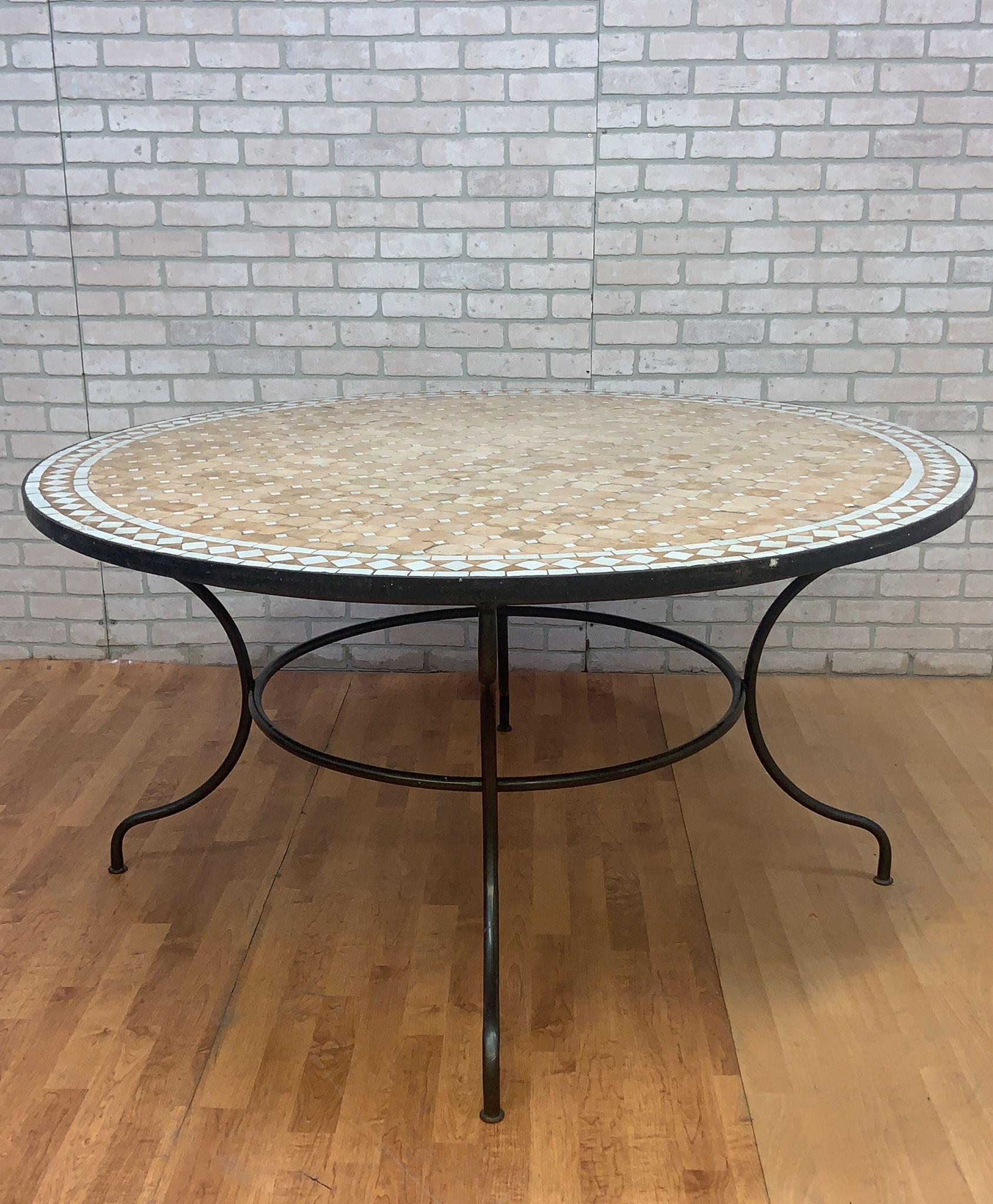 20th Century Vintage Moroccan Mosaic Tile Indoor/Outdoor Dining Table