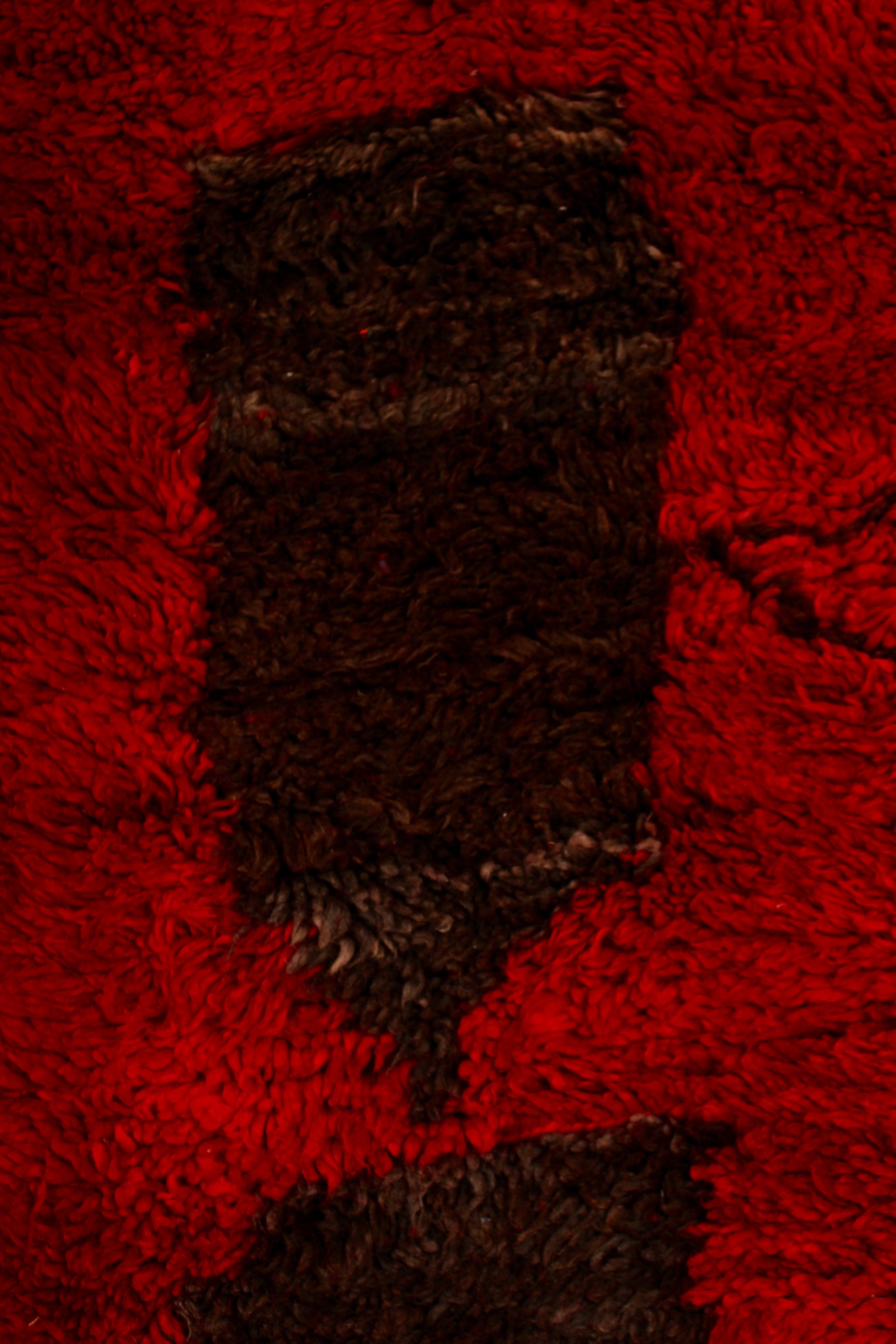 Wool Vintage Moroccan Mrirt Berber Red and Black Rug, 1970 For Sale