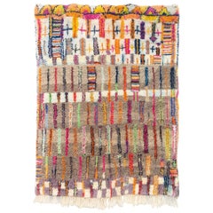 Vintage Moroccan Multicolor Boujad Handwoven Wool Floor Rug
