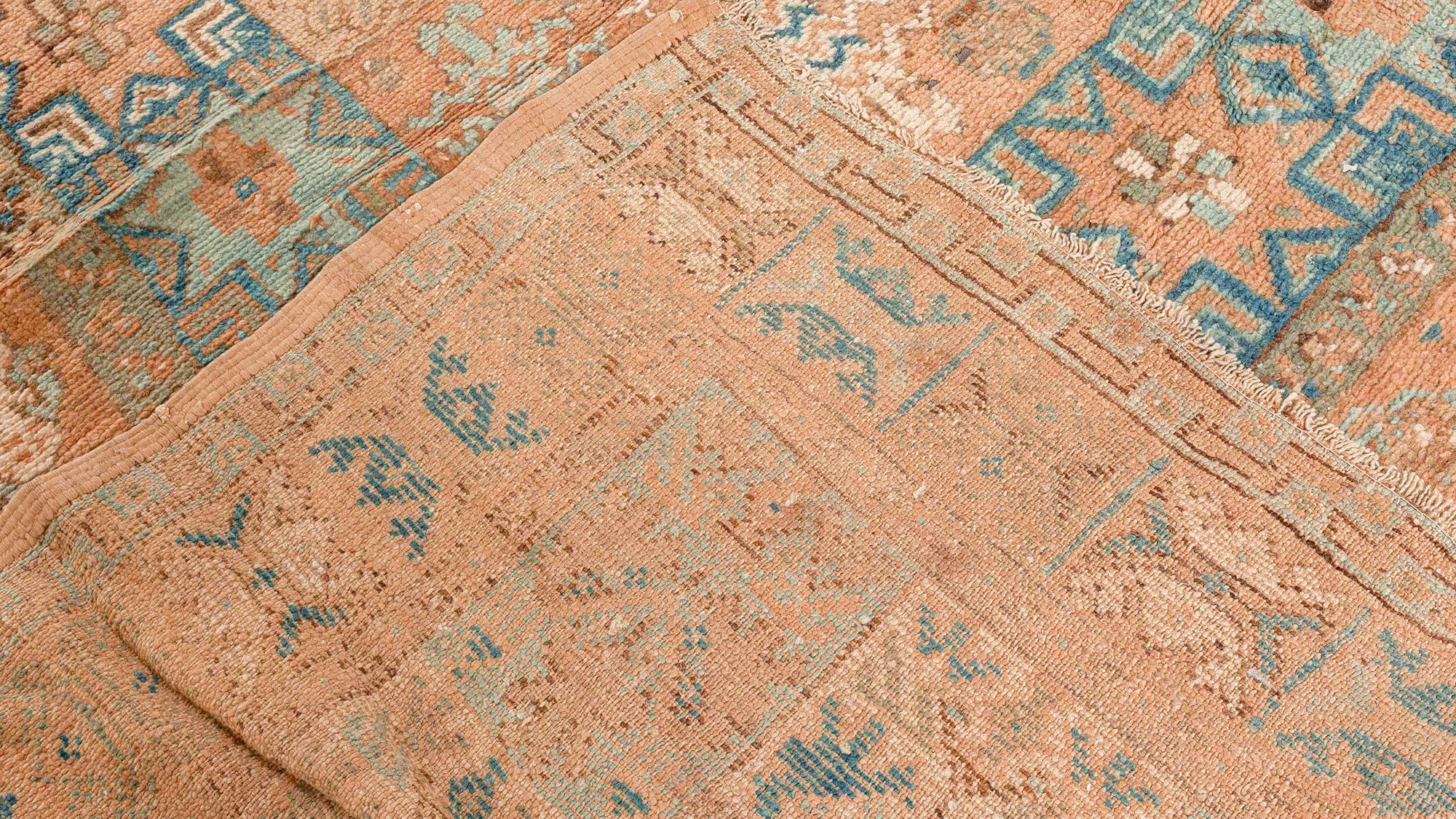 Vintage Moroccan Orange Blue Handmade Rug In Good Condition For Sale In New York, NY