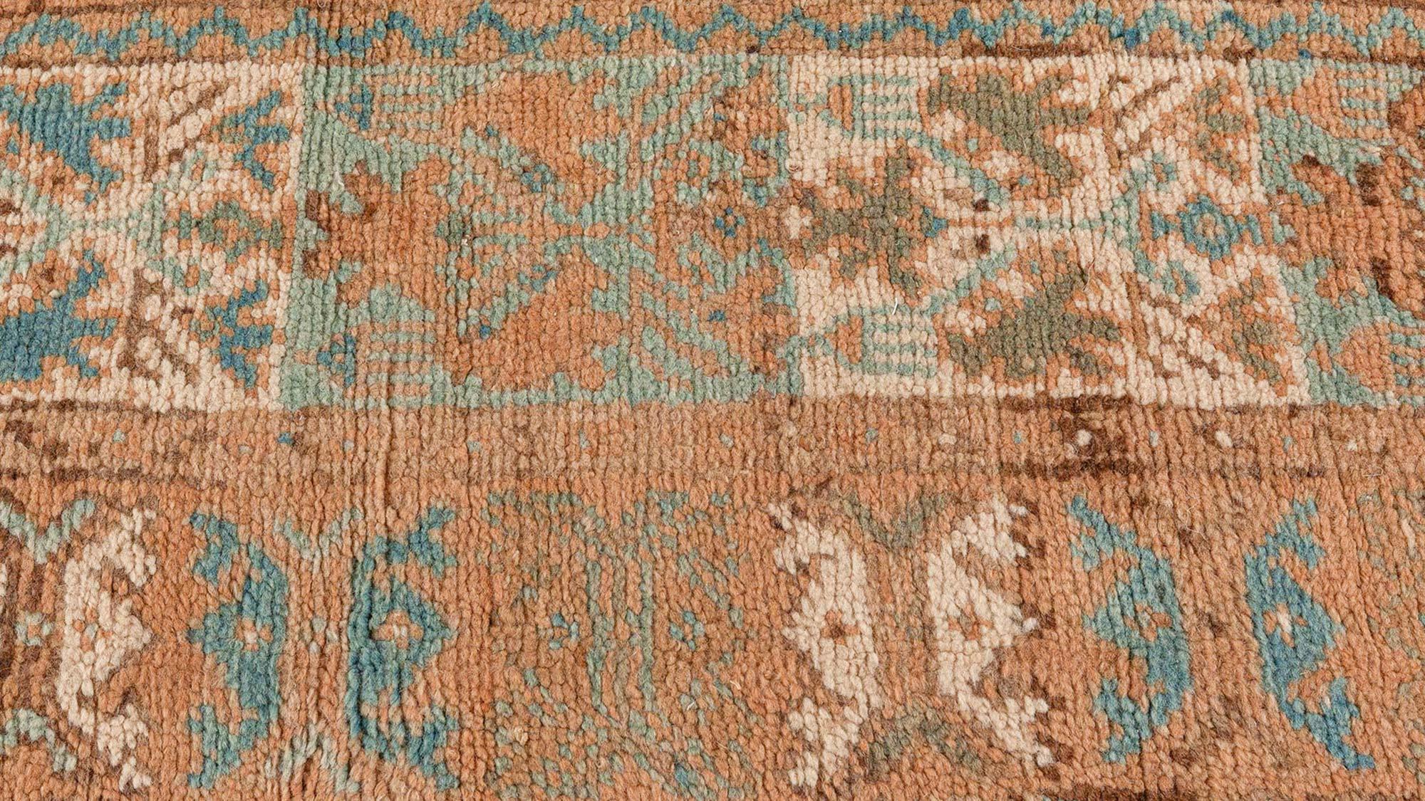 Vintage Moroccan Orange Blue Handmade Rug For Sale 2